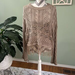 Zara Tan Textured Knit Sweater